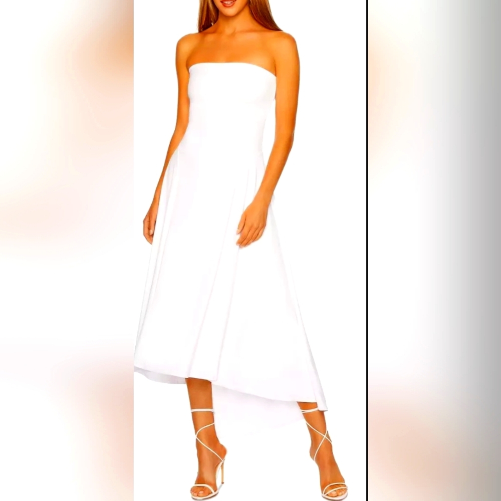 Susana Monaco Strapless High Low Dress White Size Medium NEW NWT